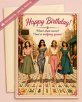 Mahjong Queen Birthday Card Printable |Glamorous Ladies Mahjong | Retro 1950s Pin-Up Birthday Card | Instant Digital Download (Copy)