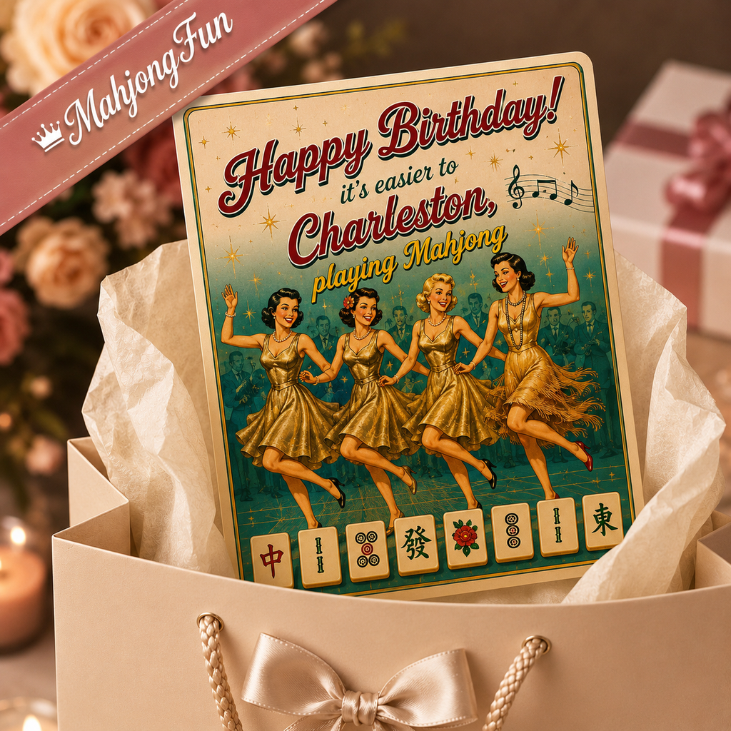 Funny Mahjong Charleston Birthday Card | Retro Humor (Digital Download)