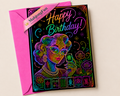 Neon Mahjong Birthday Card Printable | Retro Glam Birthday Card | Digital Download | 5x7 Folded Greeting Card | Mahjong Lover Gift | Instant Download