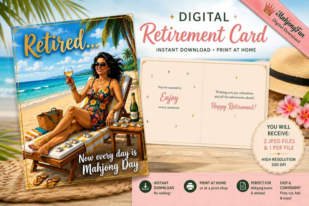 Funny Mahjong Retirement Card