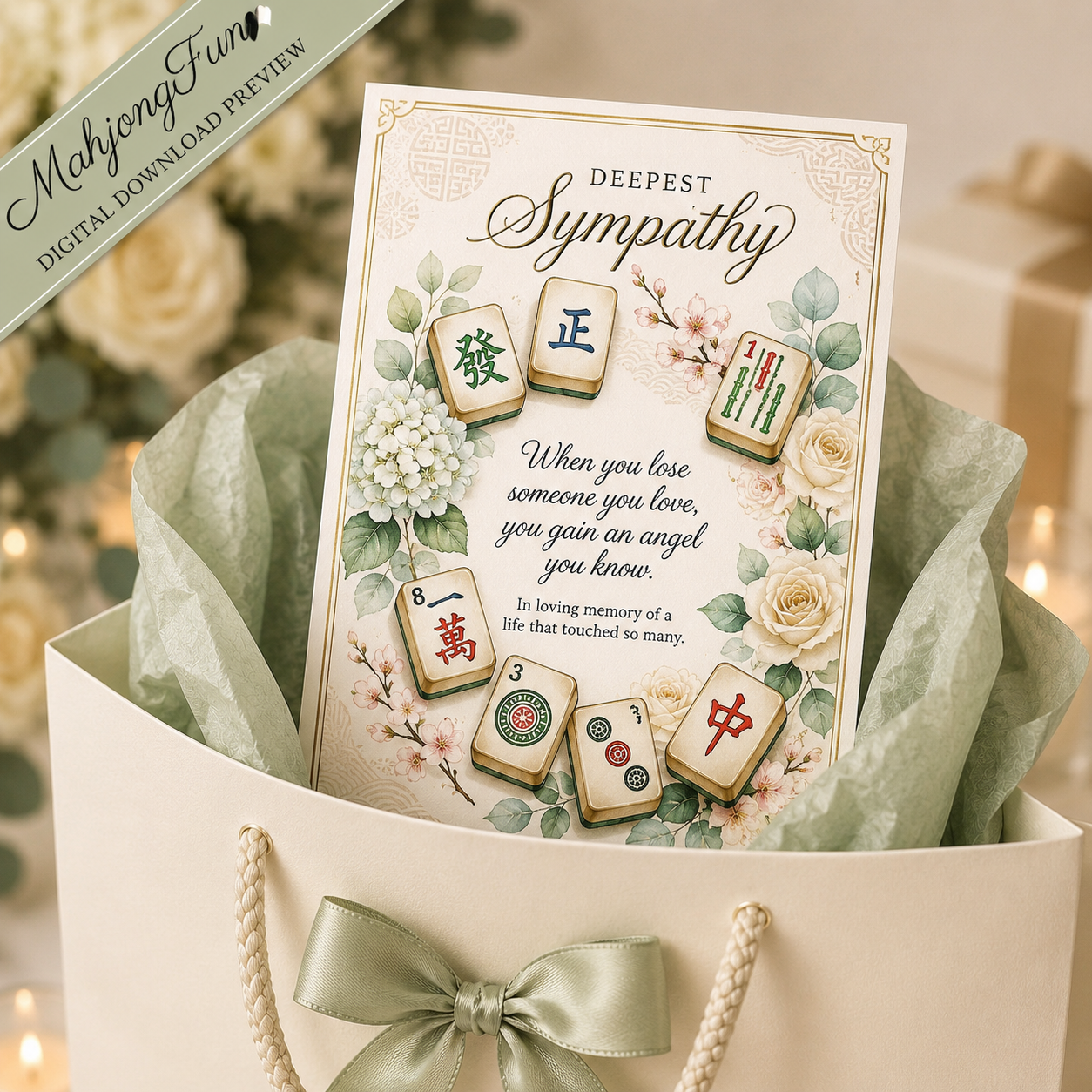 Mahjong Tiles Sympathy Card