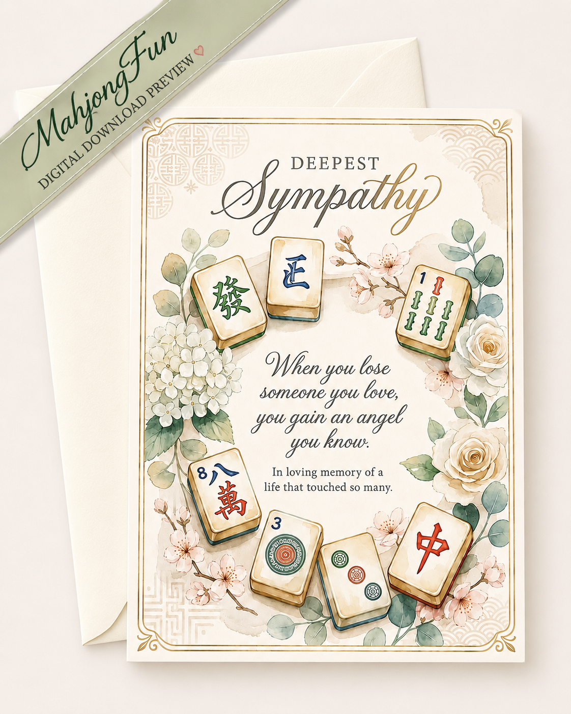 Mahjong Tiles Sympathy Card