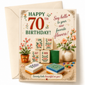 70th Mahjong Birthday Card Digital Download| Mahjong Flower Tiles