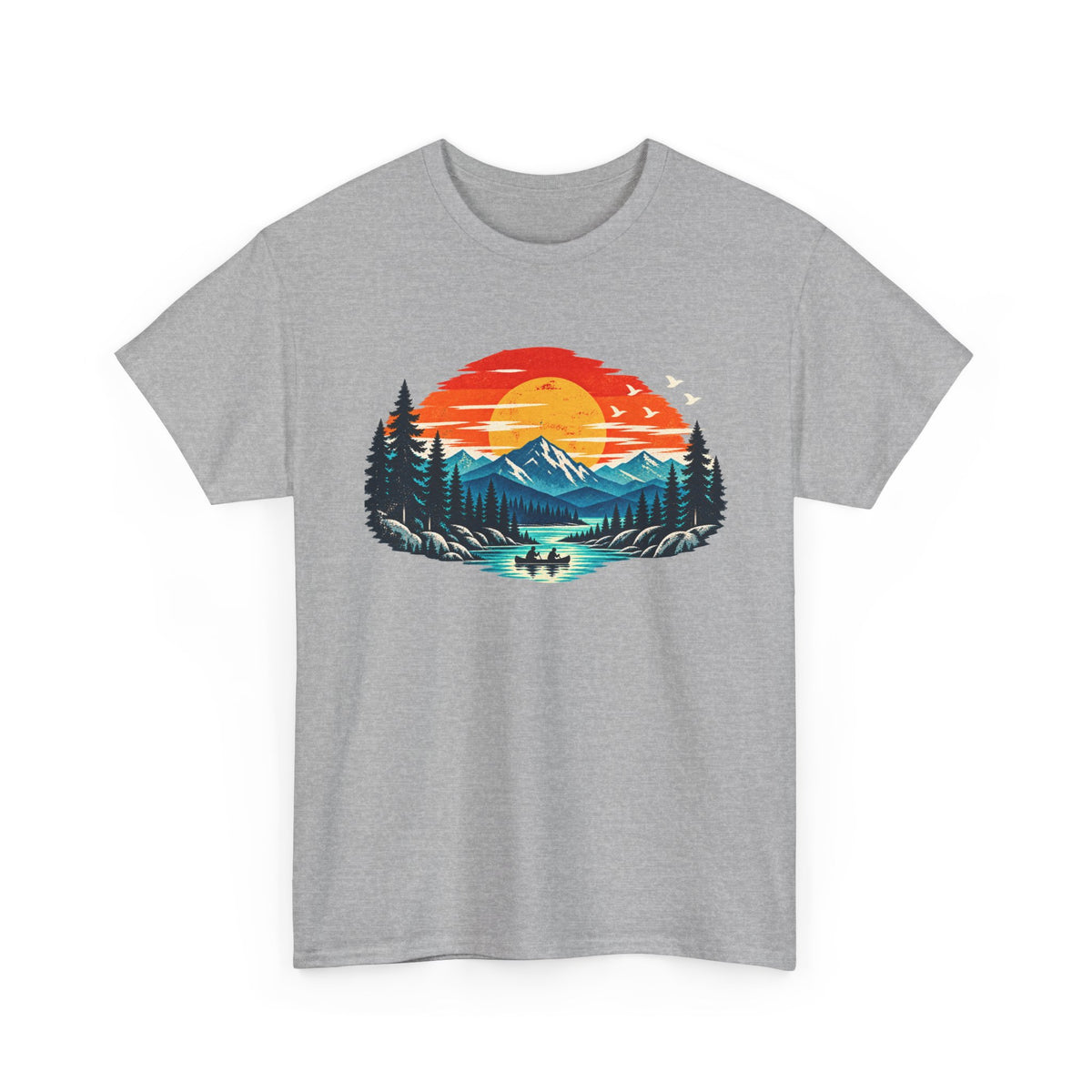 Nature Sunset T‑Shirt — Mountain Lake Camping Graphic Tee