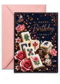 3D Mahjong birthday card with mahjong tiles