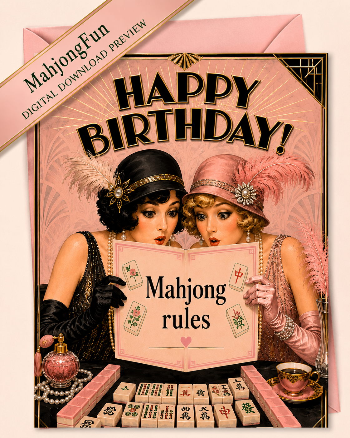 Mahjong Ladies Birthday Card