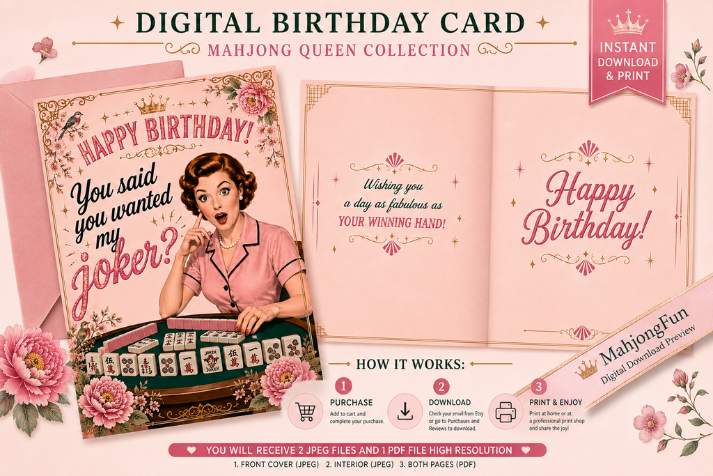 Funny Mahjong Birthday Card Digital Download | You Said You Wanted My Joker | Instant Download | Mahjong Card