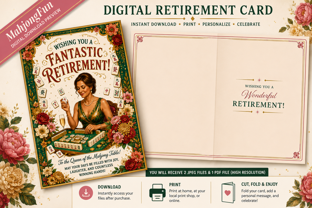 Funny Mahjong Retirement Card