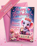 Mahjong Elephant Birthday Card Printable |Mahjong Birthday Card | Instant Digital Download (Copy) (Copy)