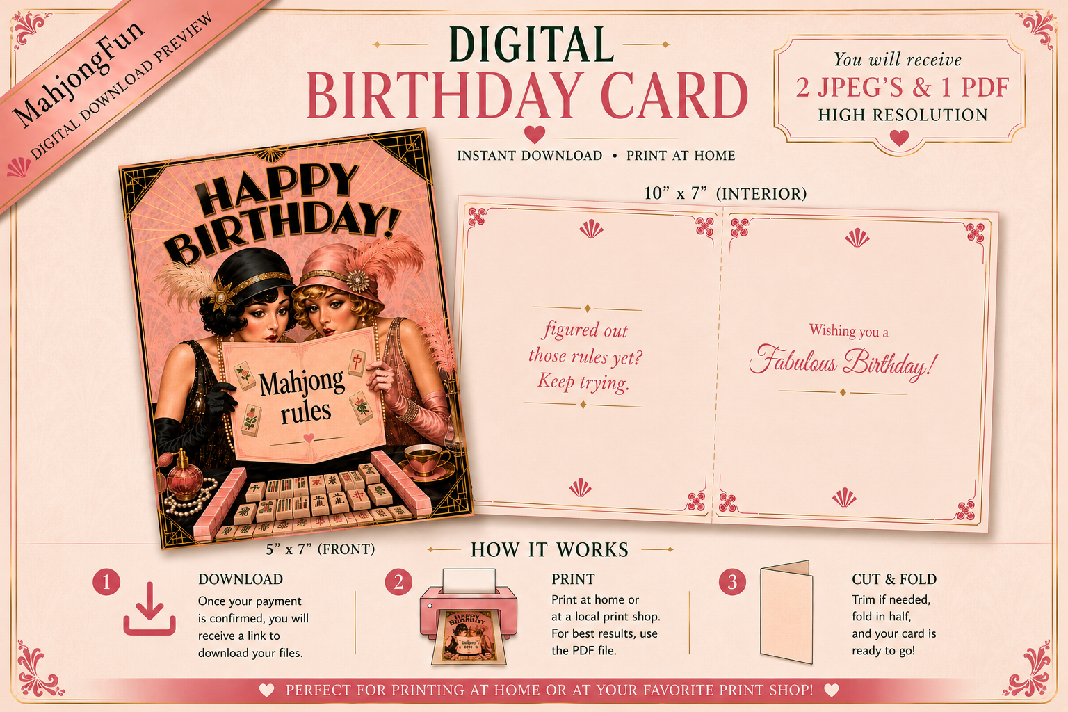 Mahjong Ladies Birthday Card