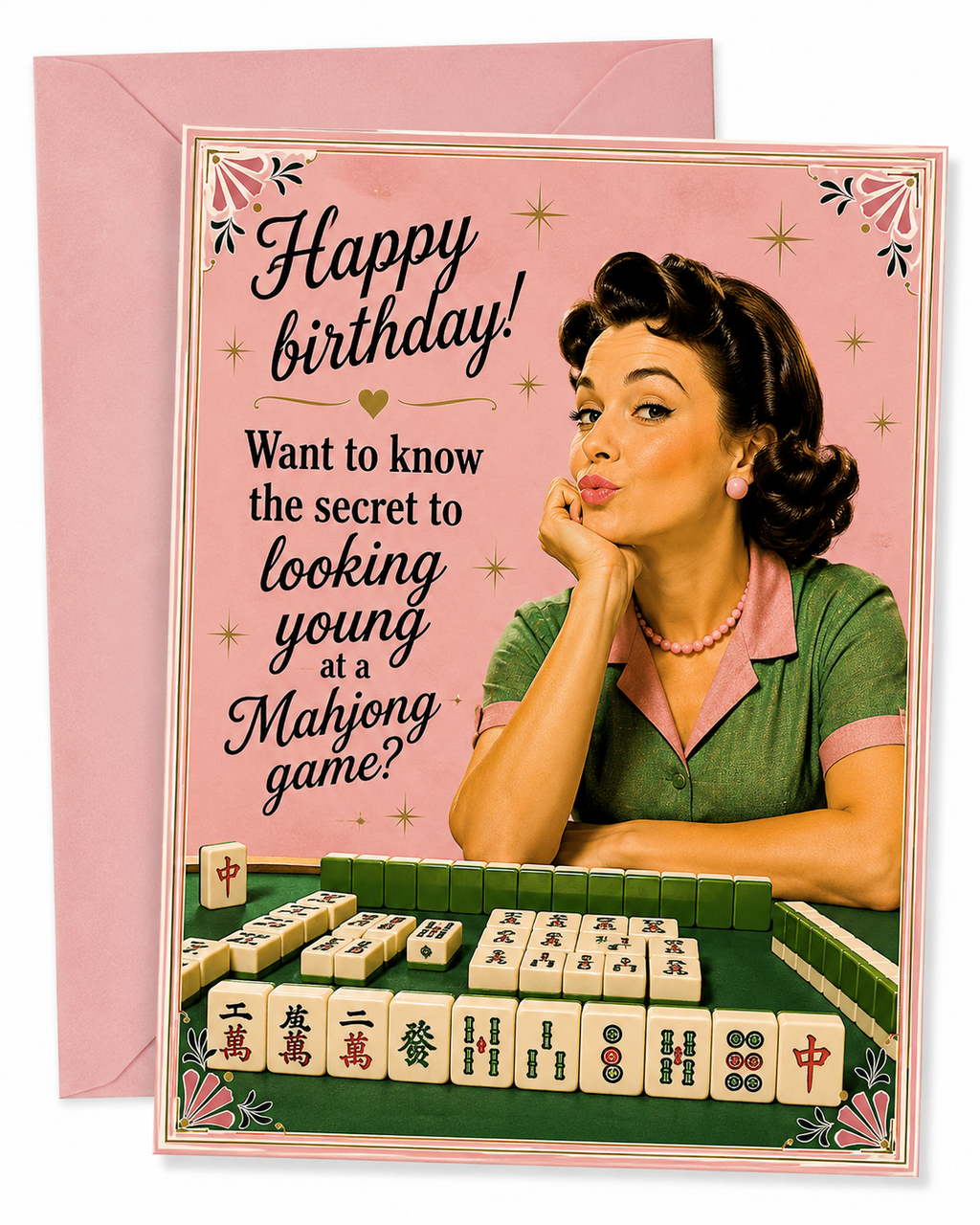 Funny Mahjong Birthday Card Digital Download | Retro Woman Joke