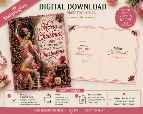1920s Flapper Christmas Card | Art Deco Charleston Dancer (Digital Download)