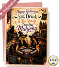 Celebrate Halloween with your favorite Mahjong friends with this fun printable Mahjong Halloween card featuring four stylish witches enjoying cocktails and a game of Mahjong.

Perfect for your Mahjong group, Mahj bestie, hostess, or anyone who believes Halloween is better with good friends, spooky nights, Mahjong tiles and cocktails.