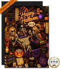 Celebrate spooky season with a Mahjong card made especially for the friend who would rather play just one more game than do almost anything else.

This colorful Halloween design features a fun group of skeleton Mahjong players surrounded by pumpkins, tiles, witchy details and plenty of Mahjong humor. It’s perfect for your Mahjong group, Mahj bestie, hostess, tournament friend or anyone who loves Halloween and Mahjong.