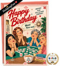 This funny retro Mahjong birthday card is made for the friend who knows the feeling! Featuring four fabulous vintage-inspired Mahjong ladies gathered around the table, this card combines friendship, humor, birthdays and our favorite game.