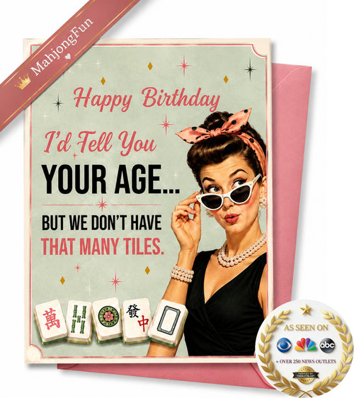 Featuring a fabulous vintage-style woman, classic Mahjong tiles and a fun mid-century design, this card is perfect for a Mahjong-playing friend, mom, sister, grandma, aunt or fellow member of your Mahjong group.