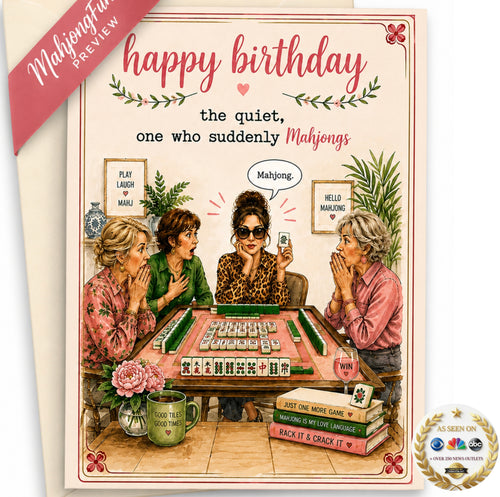 Digital birthday card template preview with a pink floral design, showing a folded card front with an illustrated scene and two back panels with text placeholders. Text reads 'DIGITAL BIRTHDAY CARD' and includes step-by-step download/print-fold instructions.