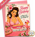 This fun printable Mahjong birthday card combines retro pin-up style, pink florals, Mahjong tiles and a playful birthday message that’s perfect for your Mahjong bestie, game-night friend, mom, sister or any Mahjong-loving woman with a sense of humor.