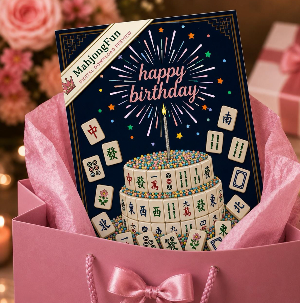 Mahjong Cake Birthday Card | instant Download (Digital Download)